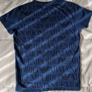 Emporio Armani - Large Cotton Tee Shirt T-Shirt - Blue with All-Over Print